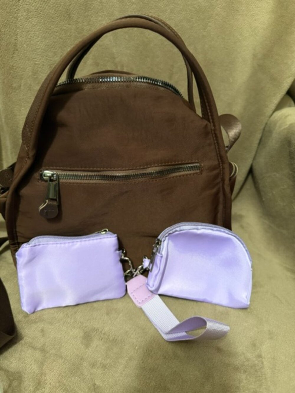 Nylon brown crossbody satchel NEW